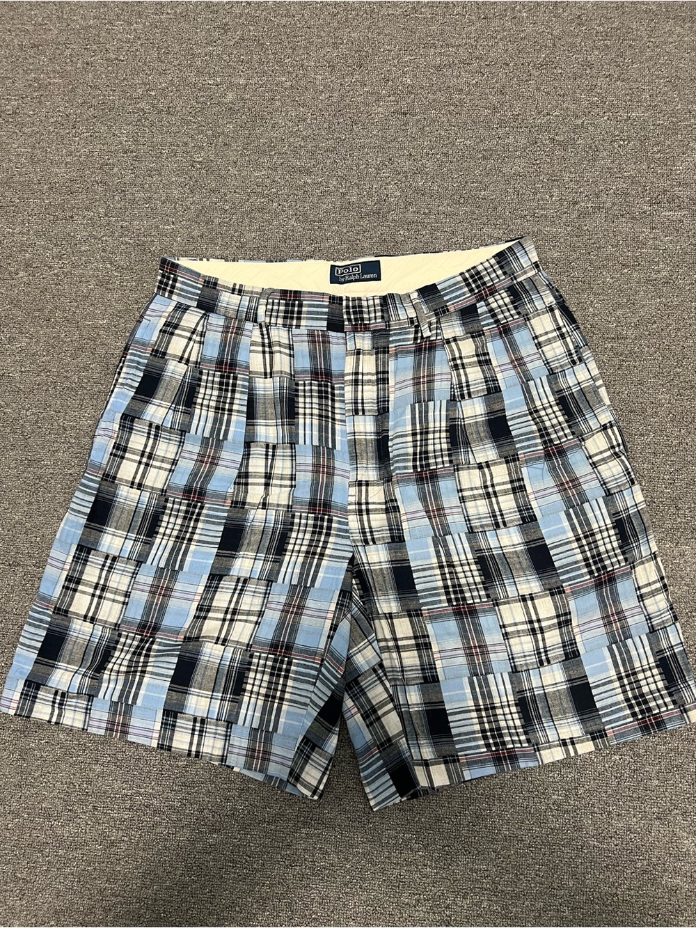 Vintage Ralph Lauren Blue and White Plaid Men’s Shorts